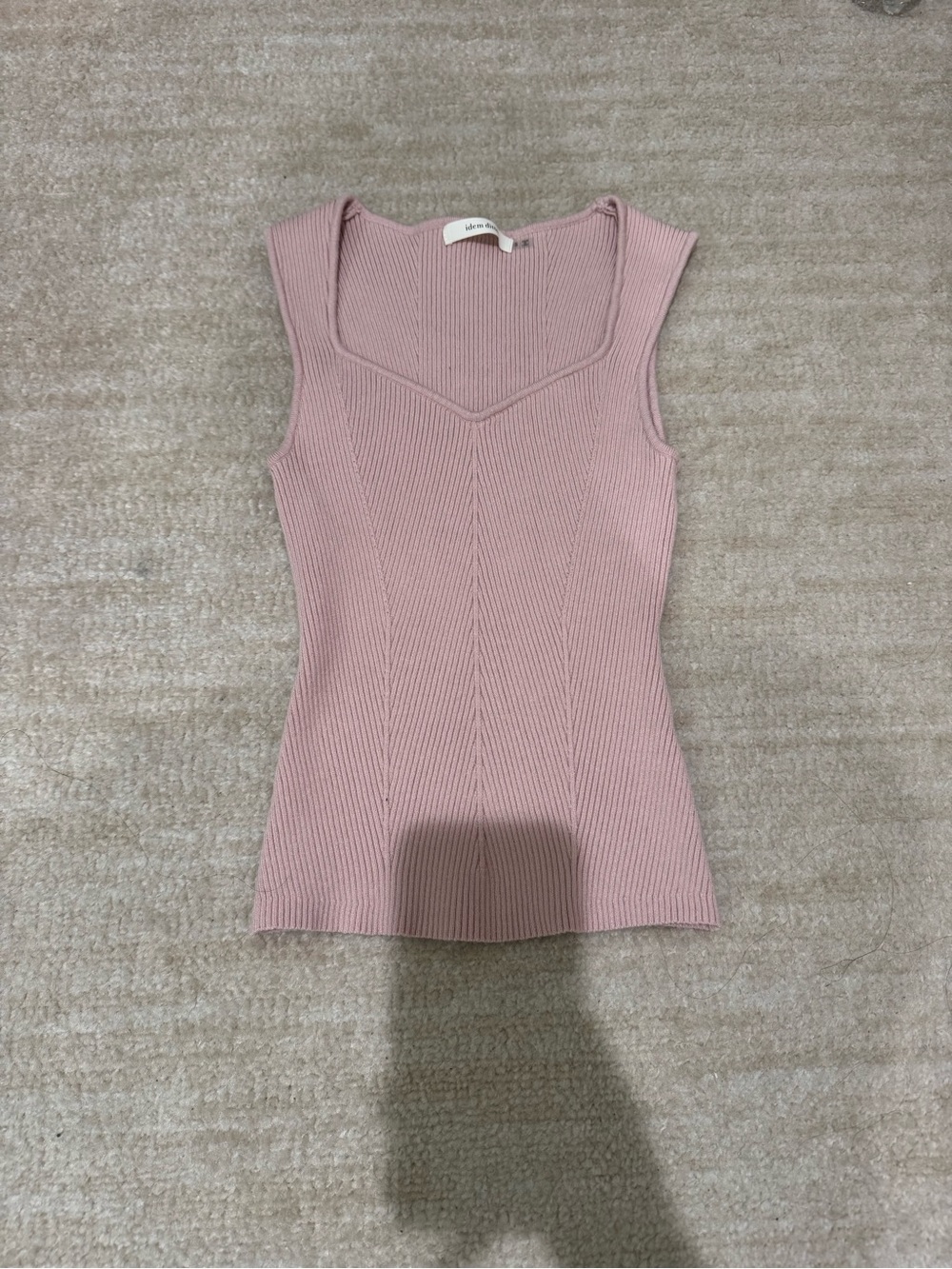 Pink Feminine Ribbed Knit Tank Top